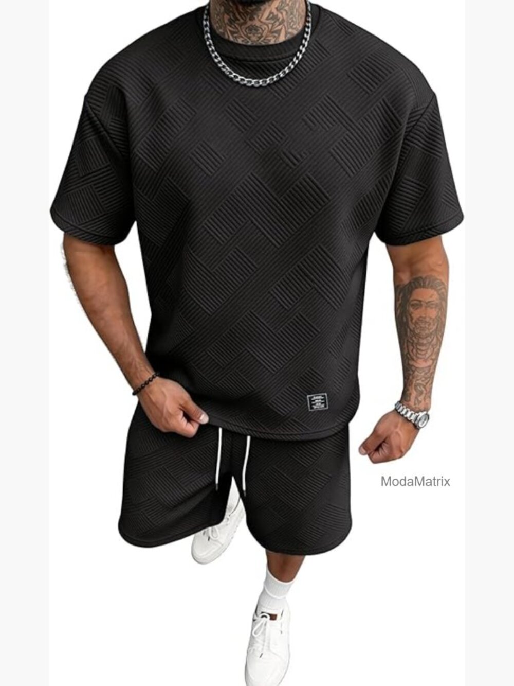 2 Piece Jacquard Texture Short Sleeve Set Casual Lounge